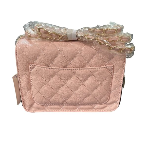 Isabelle Blush Pink Vegan Quilted Crossbody Bag Wallet Set Chain Strap Trendy - Picture 7 of 9